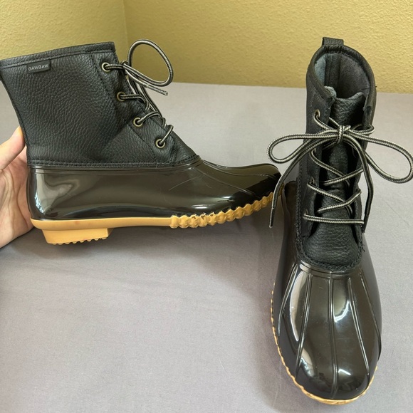 GAWBAW shoes women 9M faux fur lined waterproof winter duck boots black - Picture 3 of 7